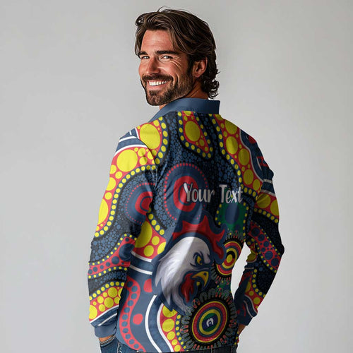 Roosters NAIDOC Week 2026 Personalised Long Sleeve Polo Shirt 50 Years of Deadly Aboriginal Art