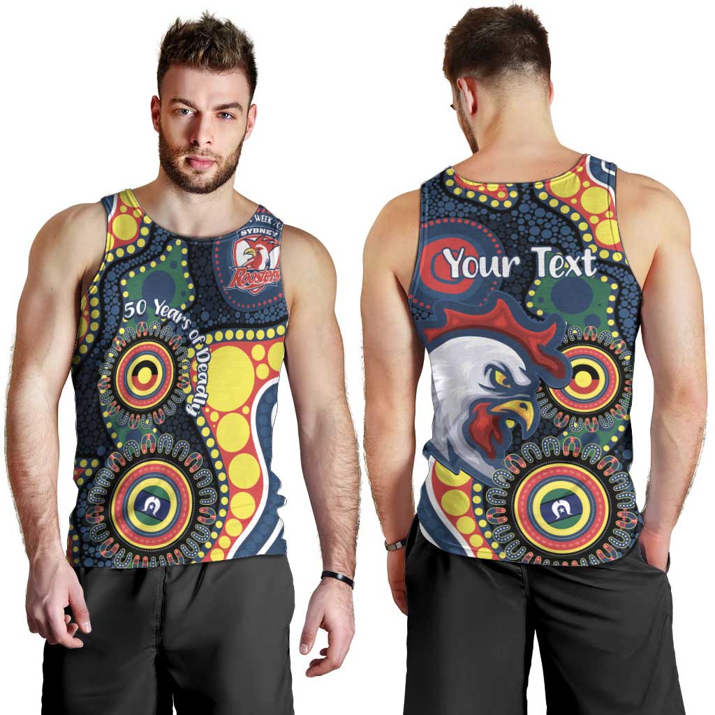 Roosters NAIDOC Week 2026 Personalised Men Tank Top 50 Years of Deadly Aboriginal Art