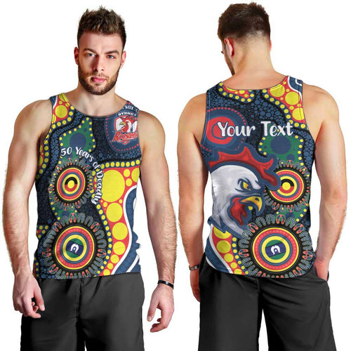 Roosters NAIDOC Week 2026 Personalised Men Tank Top 50 Years of Deadly Aboriginal Art