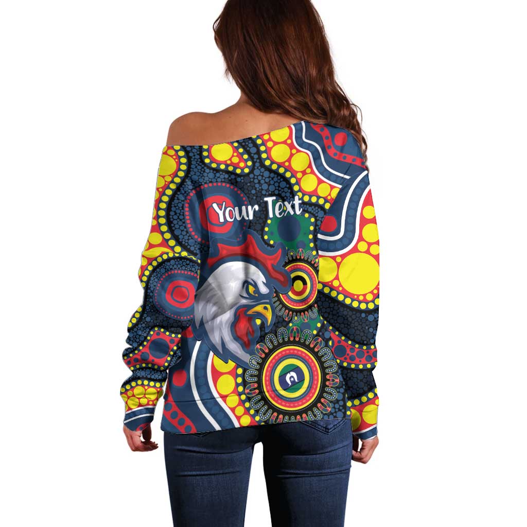 Roosters NAIDOC Week 2026 Personalised Off Shoulder Sweater 50 Years of Deadly Aboriginal Art