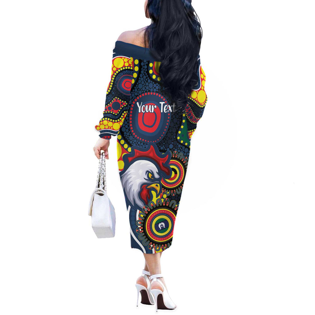 Roosters NAIDOC Week 2026 Personalised Off The Shoulder Long Sleeve Dress 50 Years of Deadly Aboriginal Art
