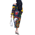 Roosters NAIDOC Week 2026 Personalised Off The Shoulder Long Sleeve Dress 50 Years of Deadly Aboriginal Art
