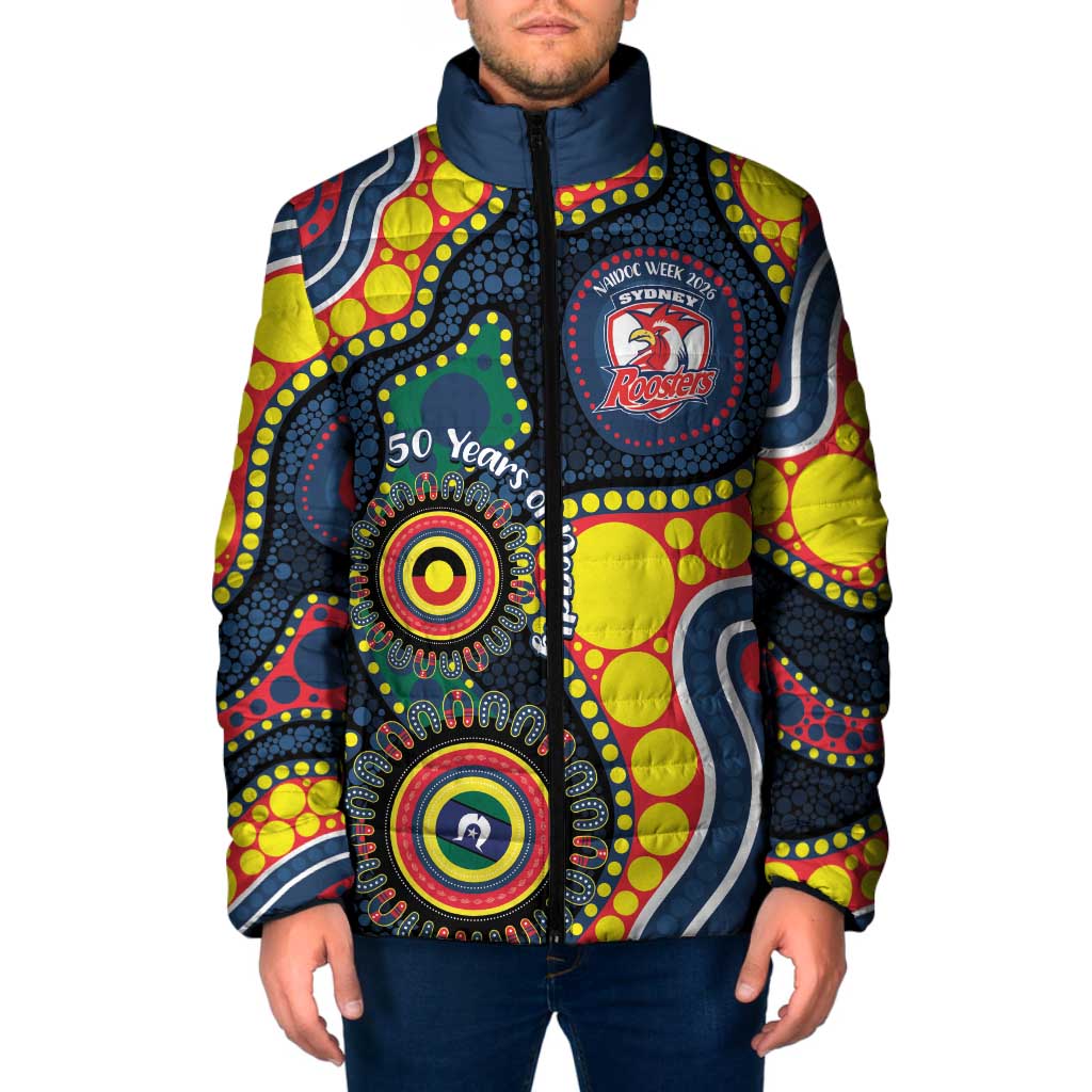 Roosters NAIDOC Week 2026 Personalised Padded Jacket 50 Years of Deadly Aboriginal Art