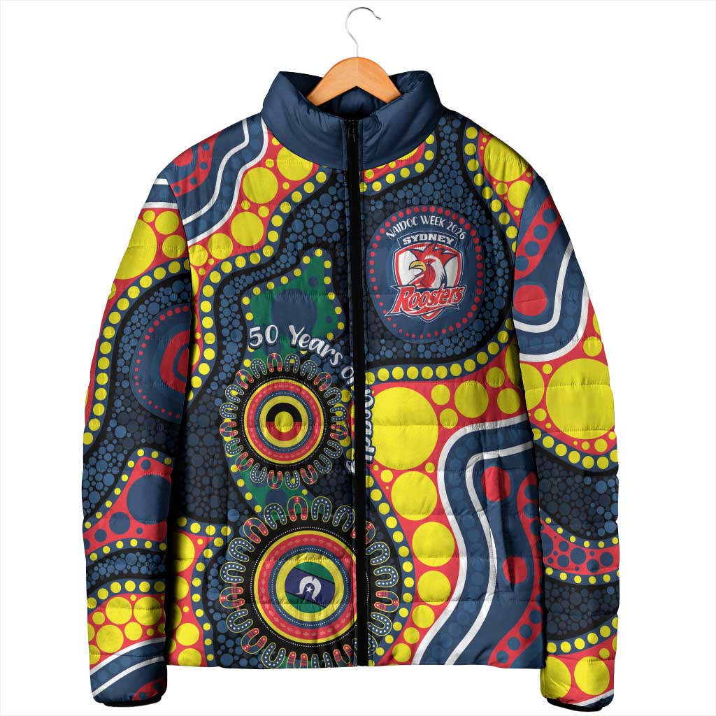 Roosters NAIDOC Week 2026 Personalised Padded Jacket 50 Years of Deadly Aboriginal Art
