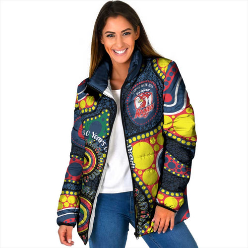Roosters NAIDOC Week 2026 Personalised Padded Jacket 50 Years of Deadly Aboriginal Art