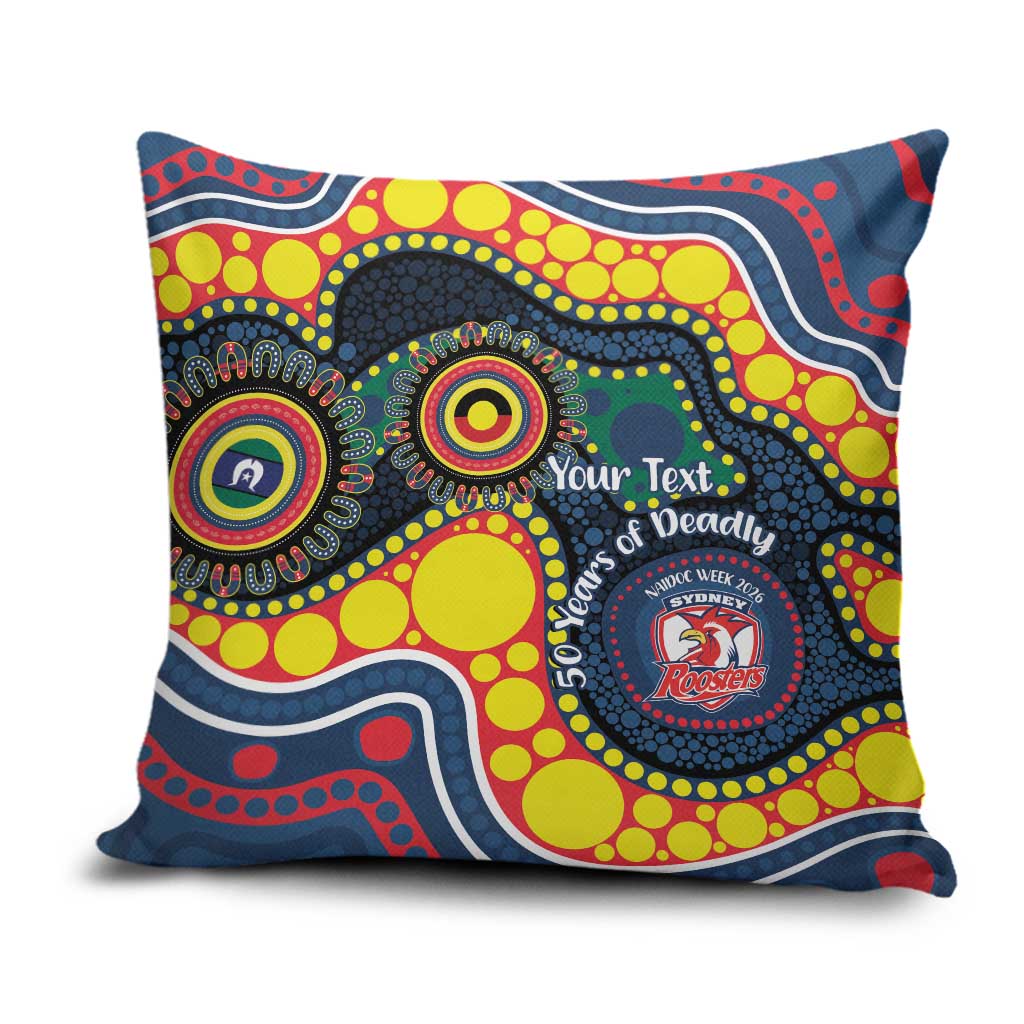 Roosters NAIDOC Week 2026 Personalised Pillow Cover 50 Years of Deadly Aboriginal Art