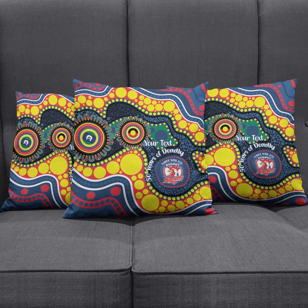 Roosters NAIDOC Week 2026 Personalised Pillow Cover 50 Years of Deadly Aboriginal Art