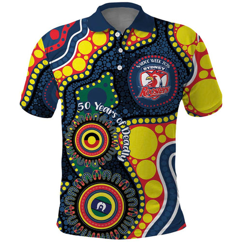 Roosters NAIDOC Week 2026 Personalised Polo Shirt 50 Years of Deadly Aboriginal Art