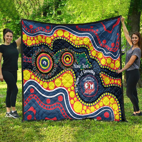 Roosters NAIDOC Week 2026 Personalised Quilt 50 Years of Deadly Aboriginal Art