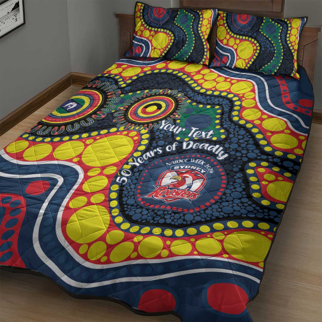 Roosters NAIDOC Week 2026 Personalised Quilt Bed Set 50 Years of Deadly Aboriginal Art