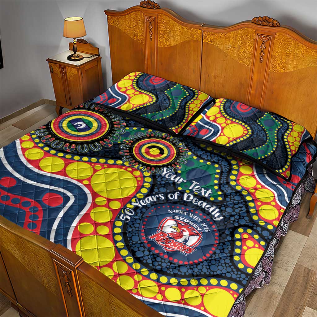 Roosters NAIDOC Week 2026 Personalised Quilt Bed Set 50 Years of Deadly Aboriginal Art
