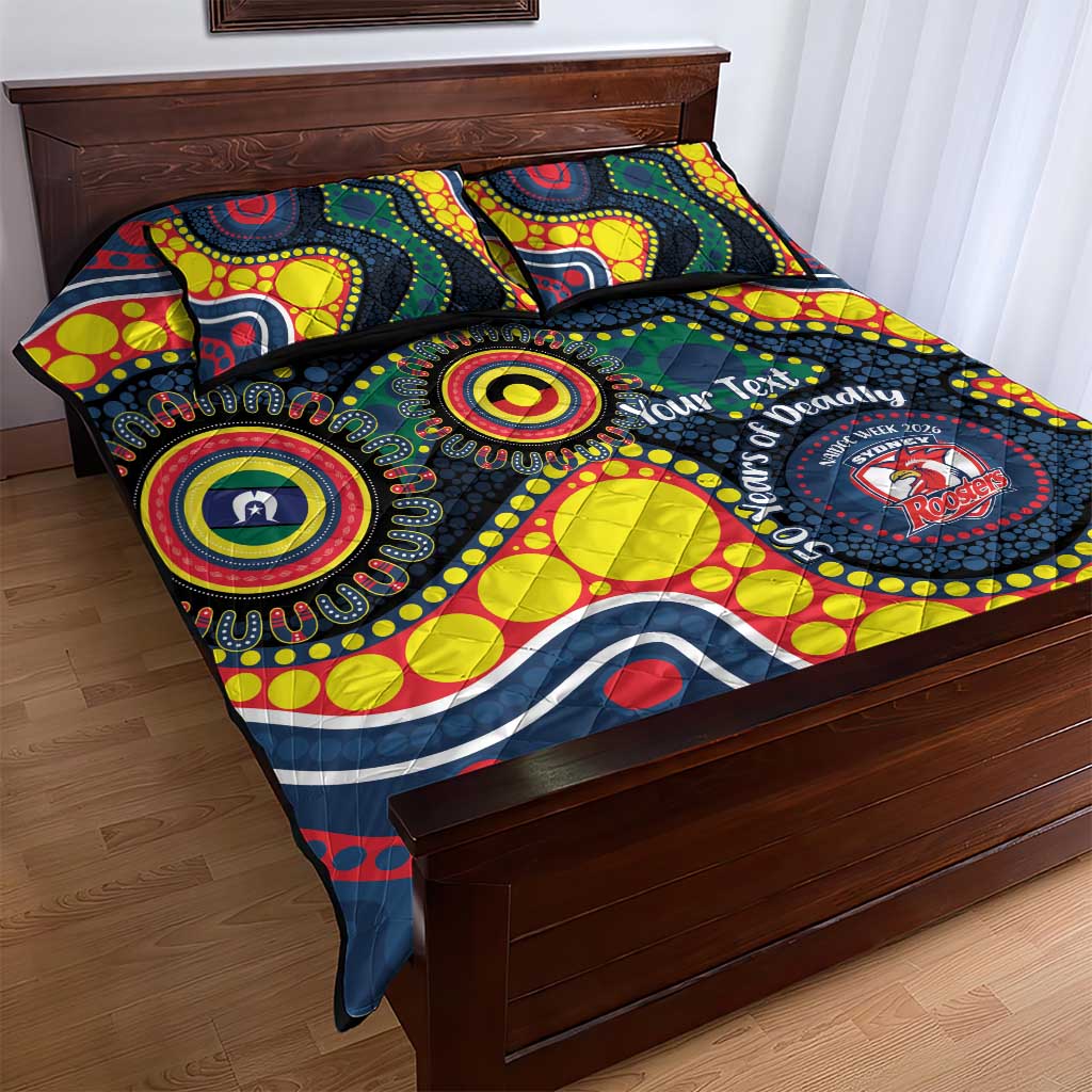 Roosters NAIDOC Week 2026 Personalised Quilt Bed Set 50 Years of Deadly Aboriginal Art