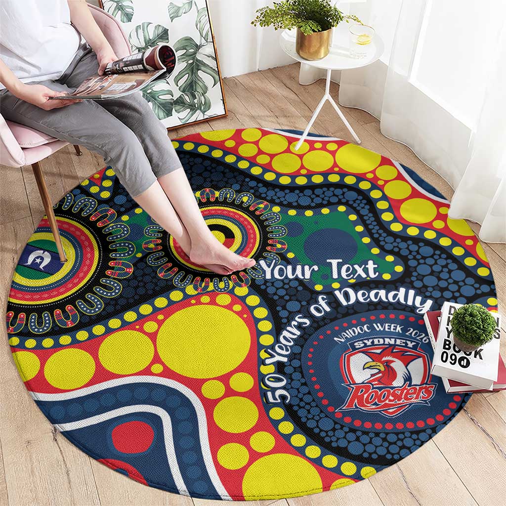 Roosters NAIDOC Week 2026 Personalised Round Carpet 50 Years of Deadly Aboriginal Art