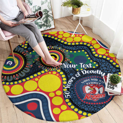 Roosters NAIDOC Week 2026 Personalised Round Carpet 50 Years of Deadly Aboriginal Art
