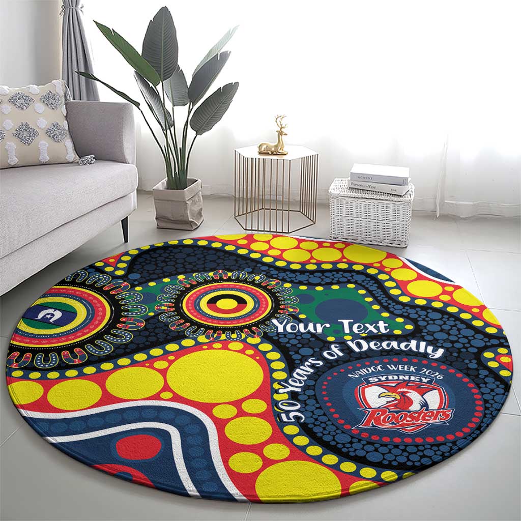 Roosters NAIDOC Week 2026 Personalised Round Carpet 50 Years of Deadly Aboriginal Art