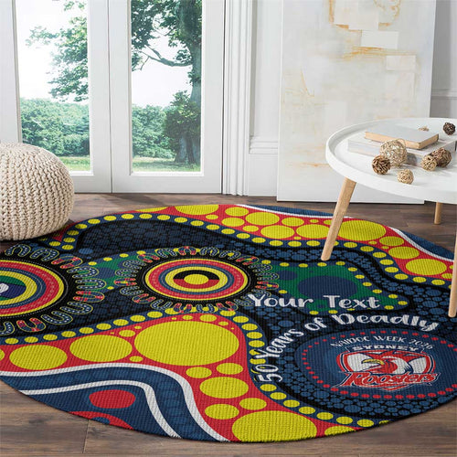 Roosters NAIDOC Week 2026 Personalised Round Carpet 50 Years of Deadly Aboriginal Art