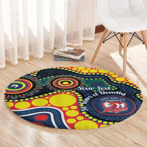 Roosters NAIDOC Week 2026 Personalised Round Carpet 50 Years of Deadly Aboriginal Art
