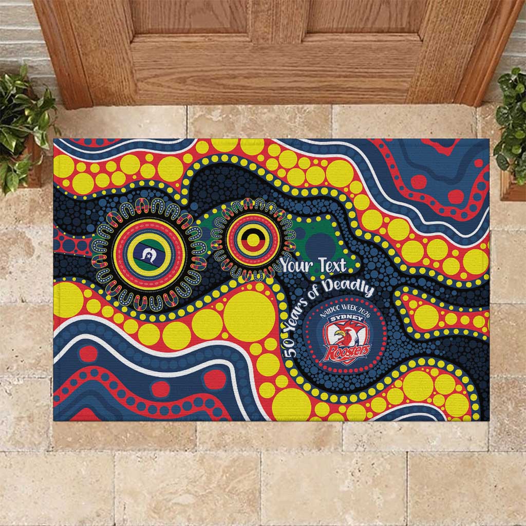 Roosters NAIDOC Week 2026 Personalised Rubber Doormat 50 Years of Deadly Aboriginal Art