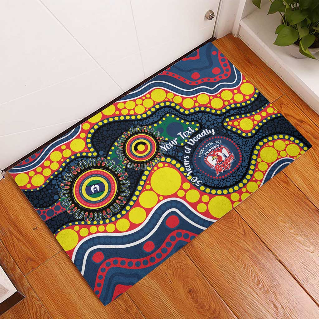 Roosters NAIDOC Week 2026 Personalised Rubber Doormat 50 Years of Deadly Aboriginal Art