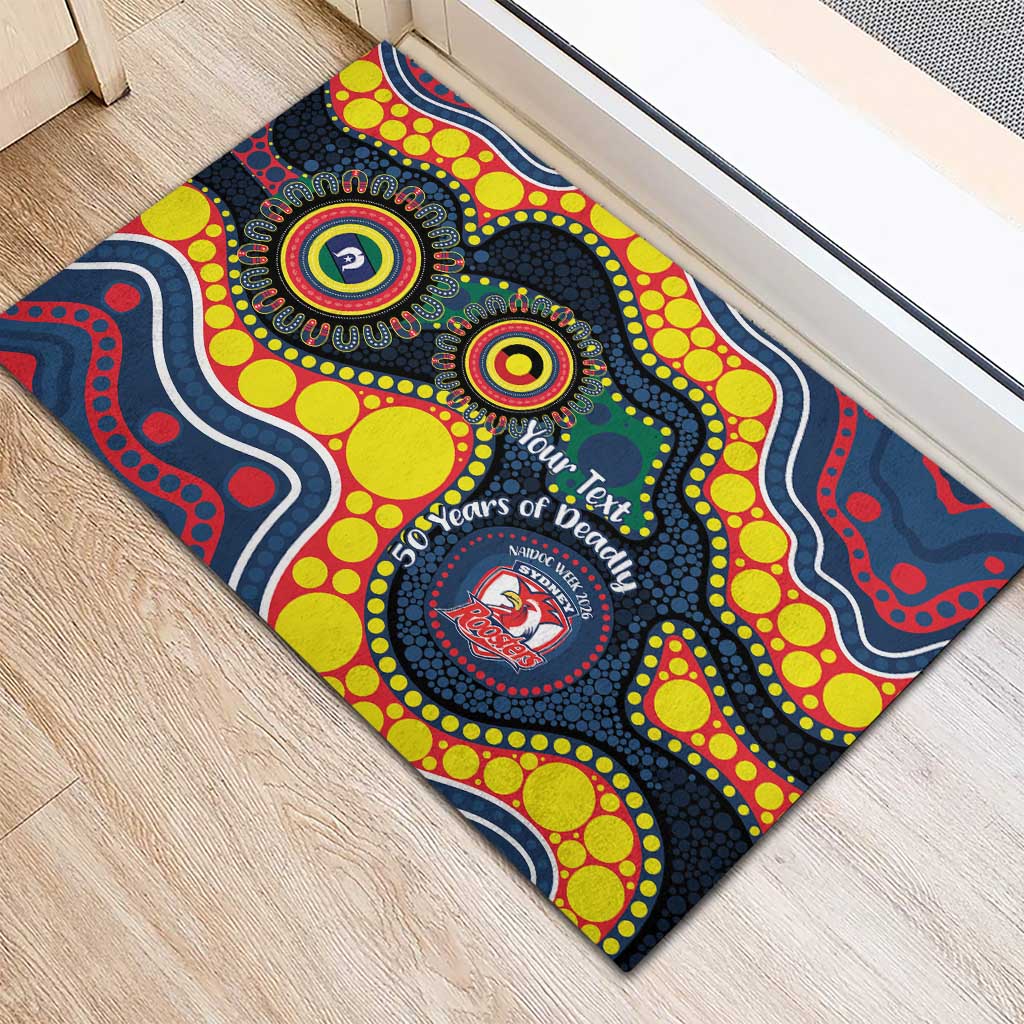 Roosters NAIDOC Week 2026 Personalised Rubber Doormat 50 Years of Deadly Aboriginal Art