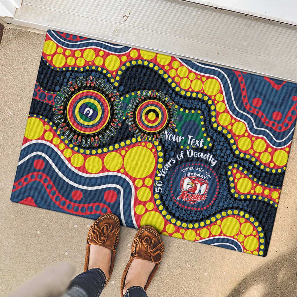 Roosters NAIDOC Week 2026 Personalised Rubber Doormat 50 Years of Deadly Aboriginal Art