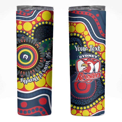Roosters NAIDOC Week 2026 Personalised Skinny Tumbler 50 Years of Deadly Aboriginal Art