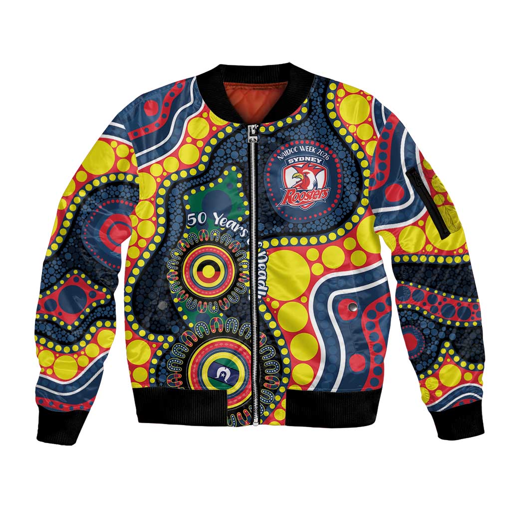 Roosters NAIDOC Week 2026 Personalised Sleeve Zip Bomber Jacket 50 Years of Deadly Aboriginal Art