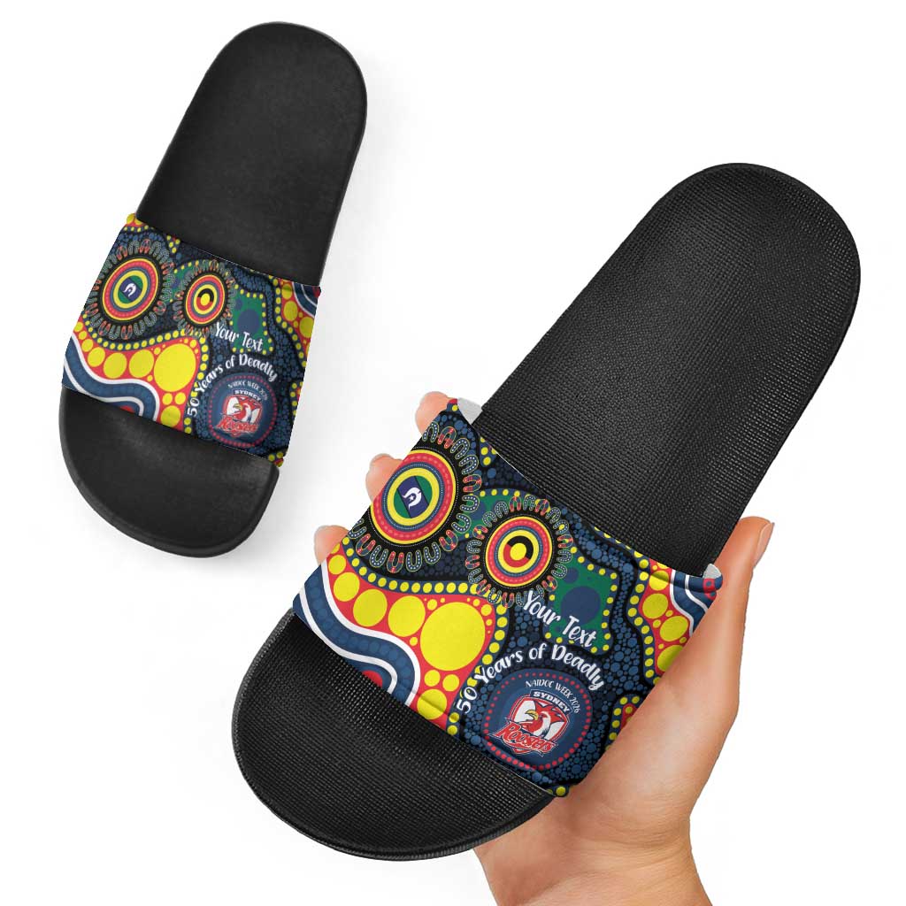 Roosters NAIDOC Week 2026 Personalised Slide Sandals 50 Years of Deadly Aboriginal Art