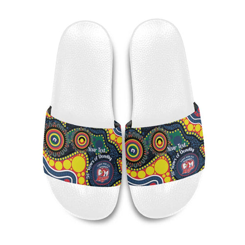 Roosters NAIDOC Week 2026 Personalised Slide Sandals 50 Years of Deadly Aboriginal Art