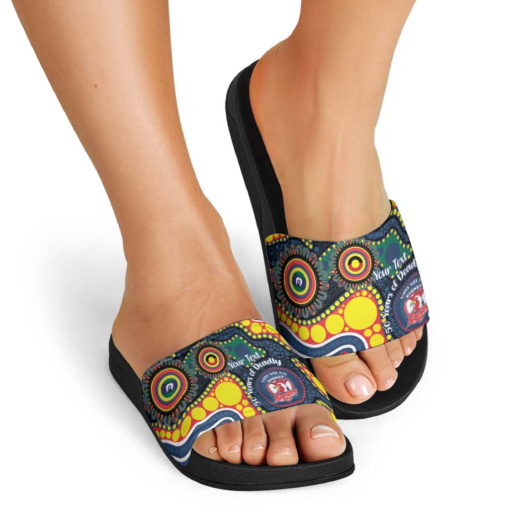 Roosters NAIDOC Week 2026 Personalised Slide Sandals 50 Years of Deadly Aboriginal Art