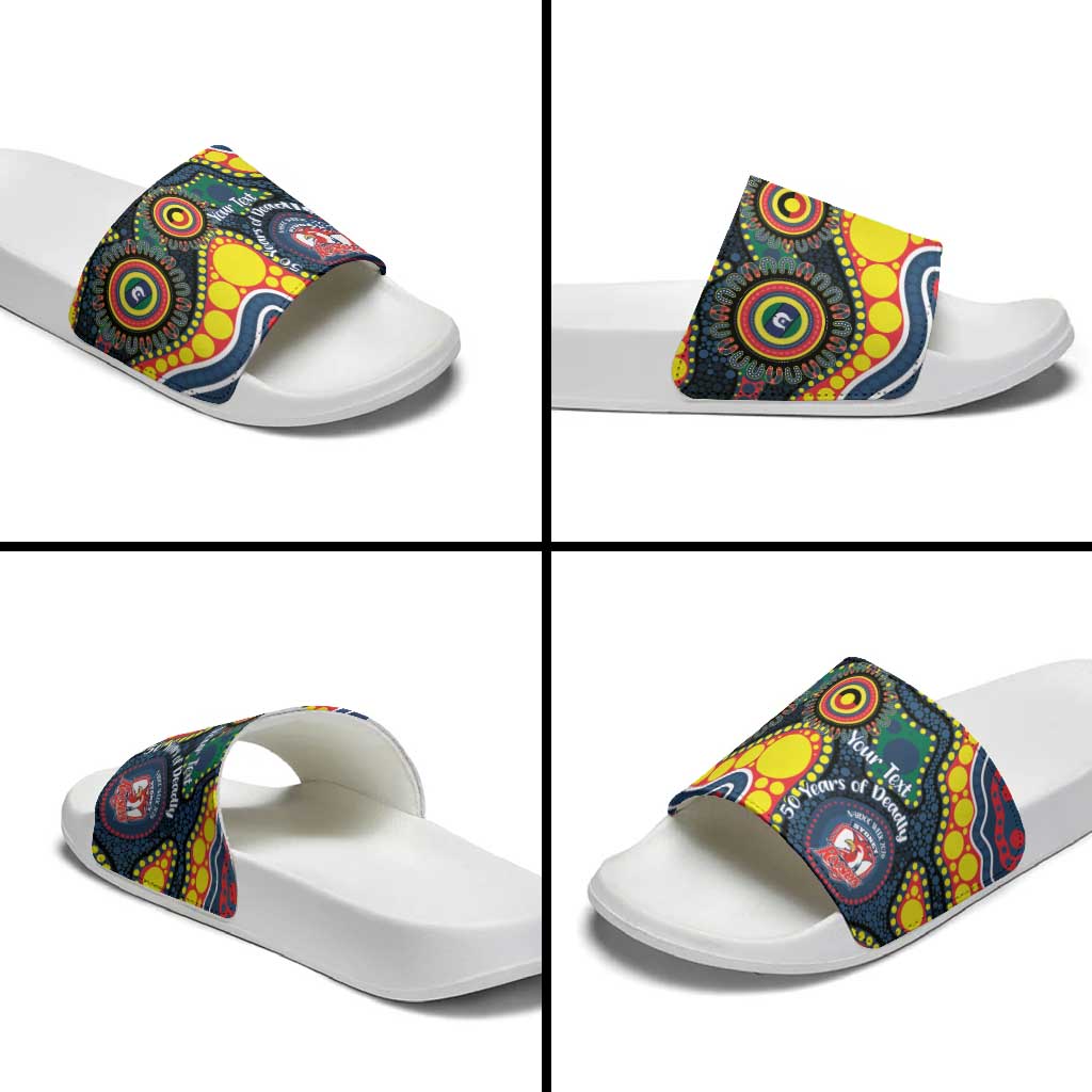 Roosters NAIDOC Week 2026 Personalised Slide Sandals 50 Years of Deadly Aboriginal Art