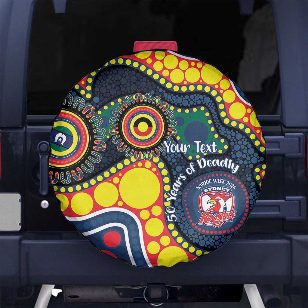 Roosters NAIDOC Week 2026 Personalised Spare Tire Cover 50 Years of Deadly Aboriginal Art