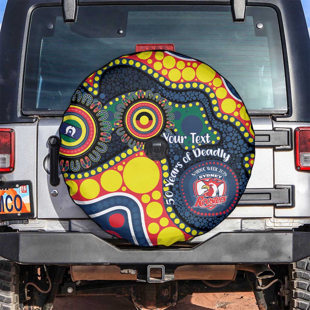 Roosters NAIDOC Week 2026 Personalised Spare Tire Cover 50 Years of Deadly Aboriginal Art