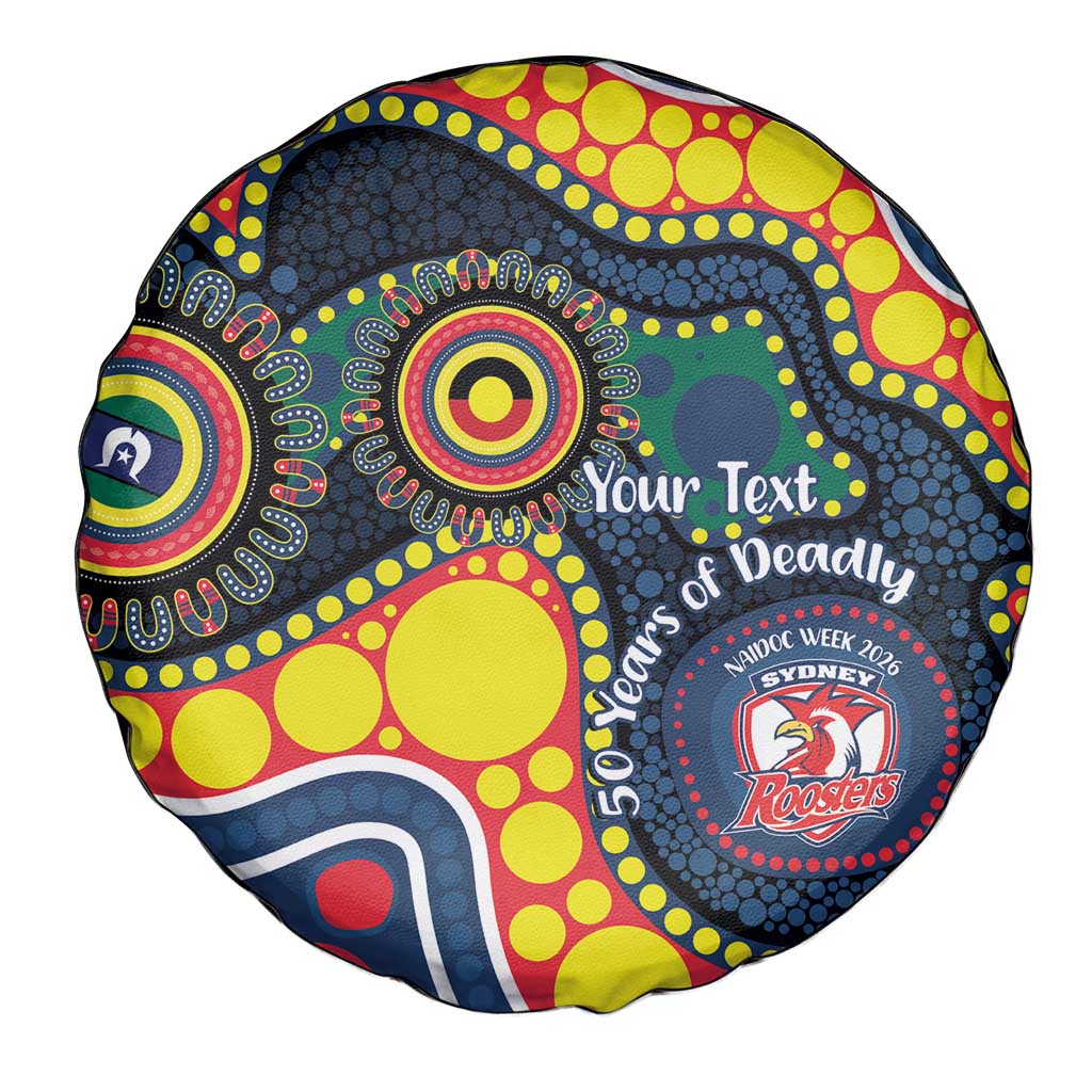 Roosters NAIDOC Week 2026 Personalised Spare Tire Cover 50 Years of Deadly Aboriginal Art