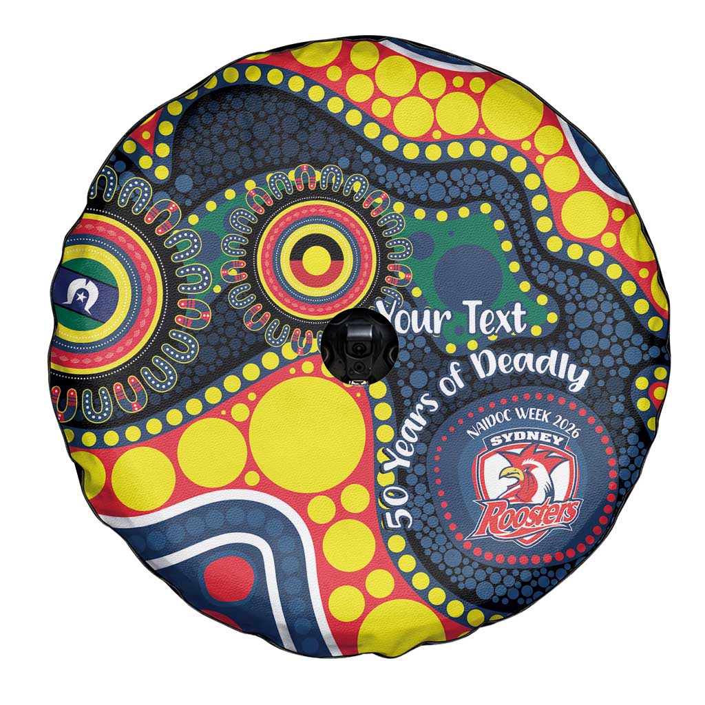 Roosters NAIDOC Week 2026 Personalised Spare Tire Cover 50 Years of Deadly Aboriginal Art