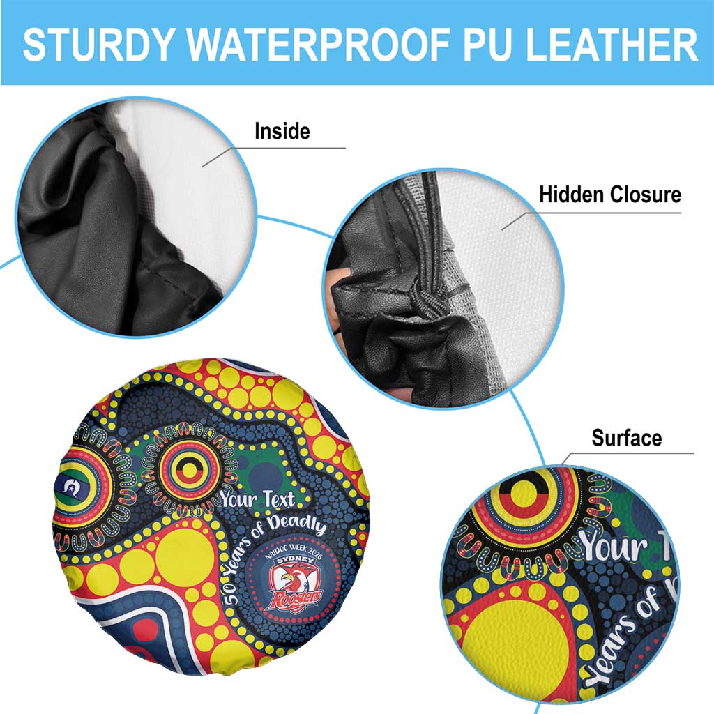 Roosters NAIDOC Week 2026 Personalised Spare Tire Cover 50 Years of Deadly Aboriginal Art