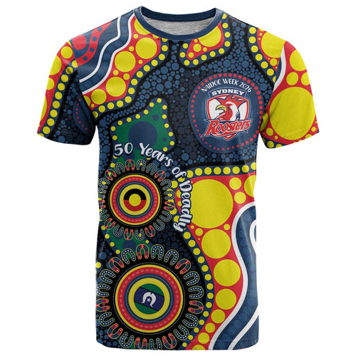 Roosters NAIDOC Week 2026 Personalised T Shirt 50 Years of Deadly Aboriginal Art