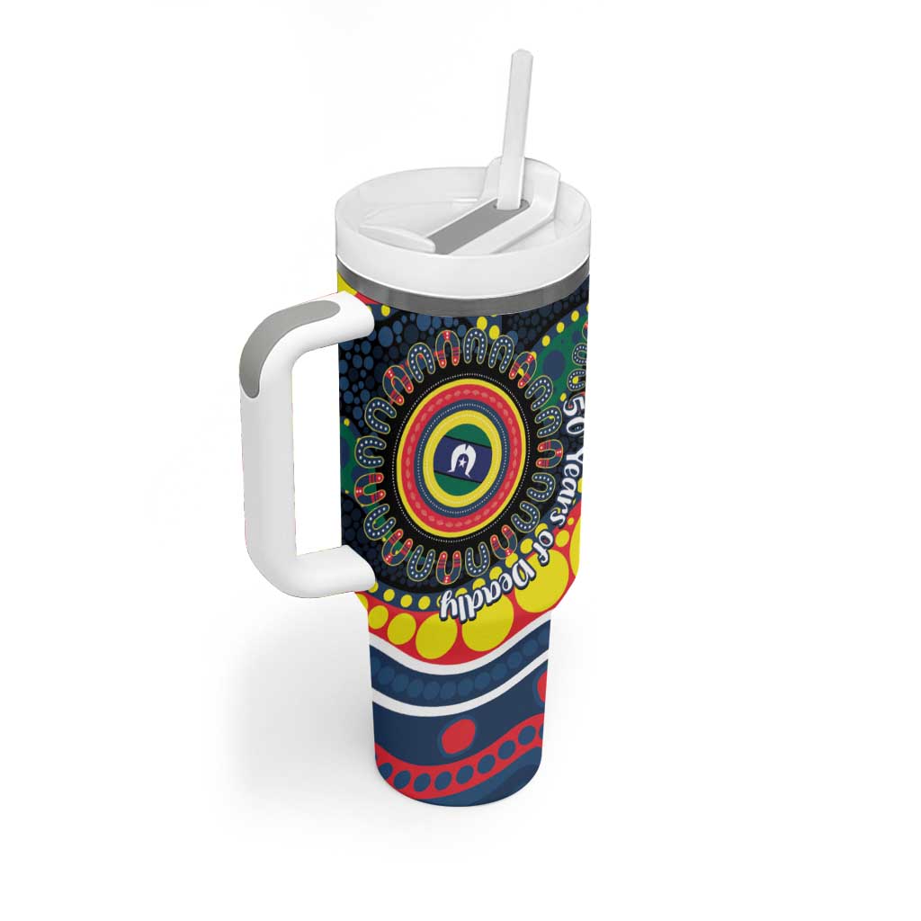 Roosters NAIDOC Week 2026 Personalised Tumbler With Handle 50 Years of Deadly Aboriginal Art