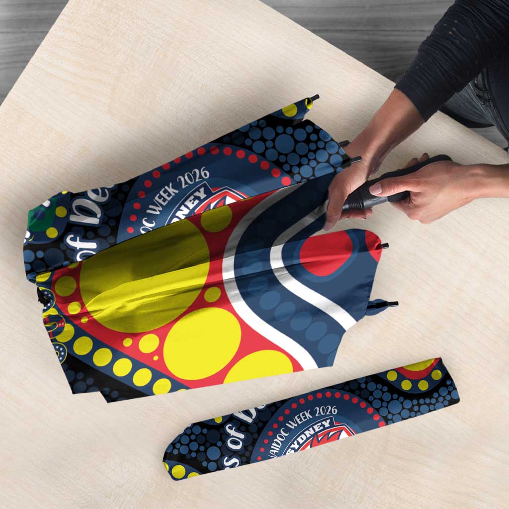 Roosters NAIDOC Week 2026 Personalised Umbrella 50 Years of Deadly Aboriginal Art