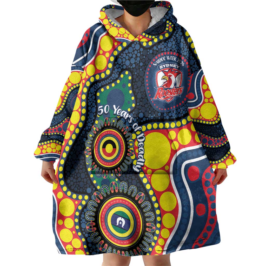 Roosters NAIDOC Week 2026 Personalised Wearable Blanket Hoodie 50 Years of Deadly Aboriginal Art