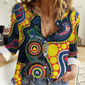 Roosters NAIDOC Week 2026 Personalised Women Casual Shirt 50 Years of Deadly Aboriginal Art