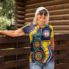Roosters NAIDOC Week 2026 Personalised Women Polo Shirt 50 Years of Deadly Aboriginal Art
