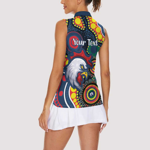 Roosters NAIDOC Week 2026 Personalised Women Sleeveless Polo Shirt 50 Years of Deadly Aboriginal Art