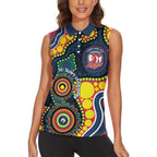 Roosters NAIDOC Week 2026 Personalised Women Sleeveless Polo Shirt 50 Years of Deadly Aboriginal Art