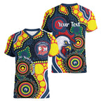 Roosters NAIDOC Week 2026 Personalised Women V-Neck T-Shirt 50 Years of Deadly Aboriginal Art
