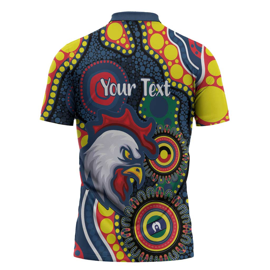 Roosters NAIDOC Week 2026 Personalised Zipper Polo Shirt 50 Years of Deadly Aboriginal Art