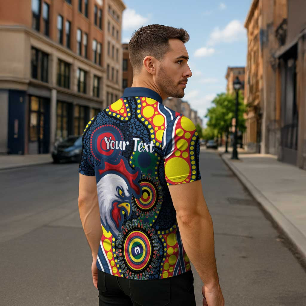 Roosters NAIDOC Week 2026 Personalised Zipper Polo Shirt 50 Years of Deadly Aboriginal Art