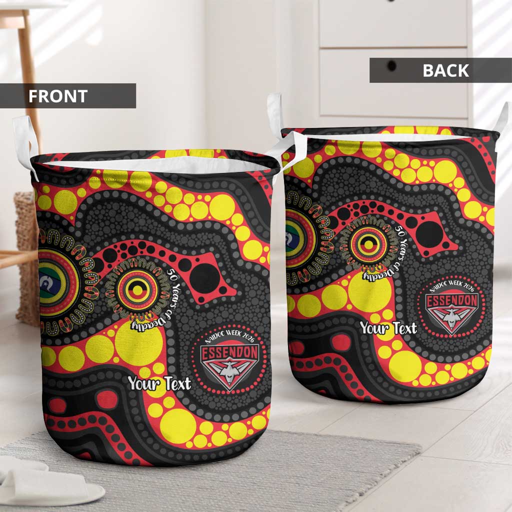 Essendon Bombers NAIDOC Week 2026 Personalised Laundry Basket 50 Years of Deadly Aboriginal Art