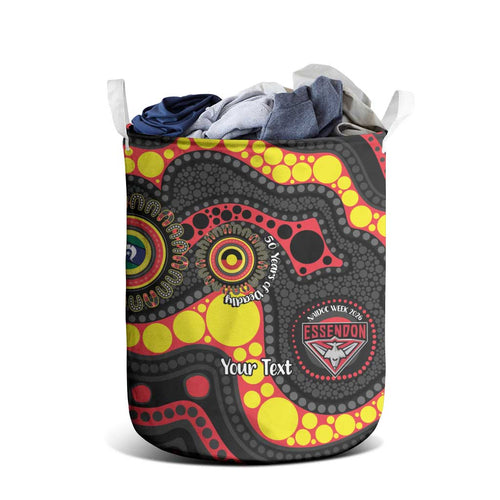 Essendon Bombers NAIDOC Week 2026 Personalised Laundry Basket 50 Years of Deadly Aboriginal Art