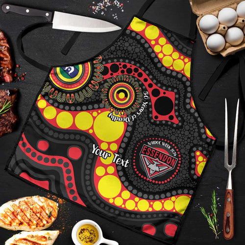 Essendon Bombers NAIDOC Week 2026 Personalised Apron 50 Years of Deadly Aboriginal Art